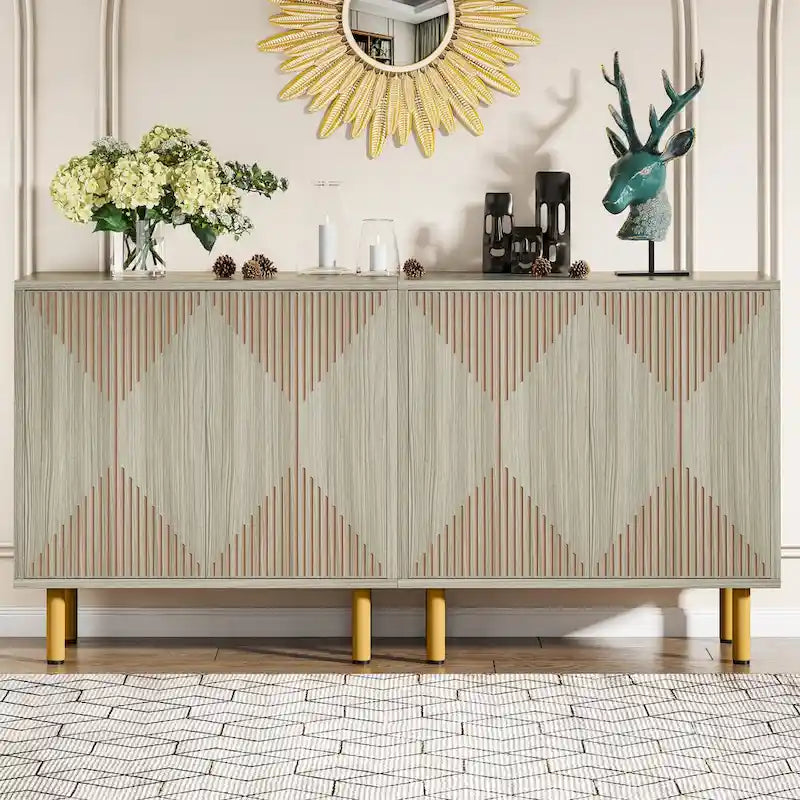 Buffet de rangement blanc de 58 pouces