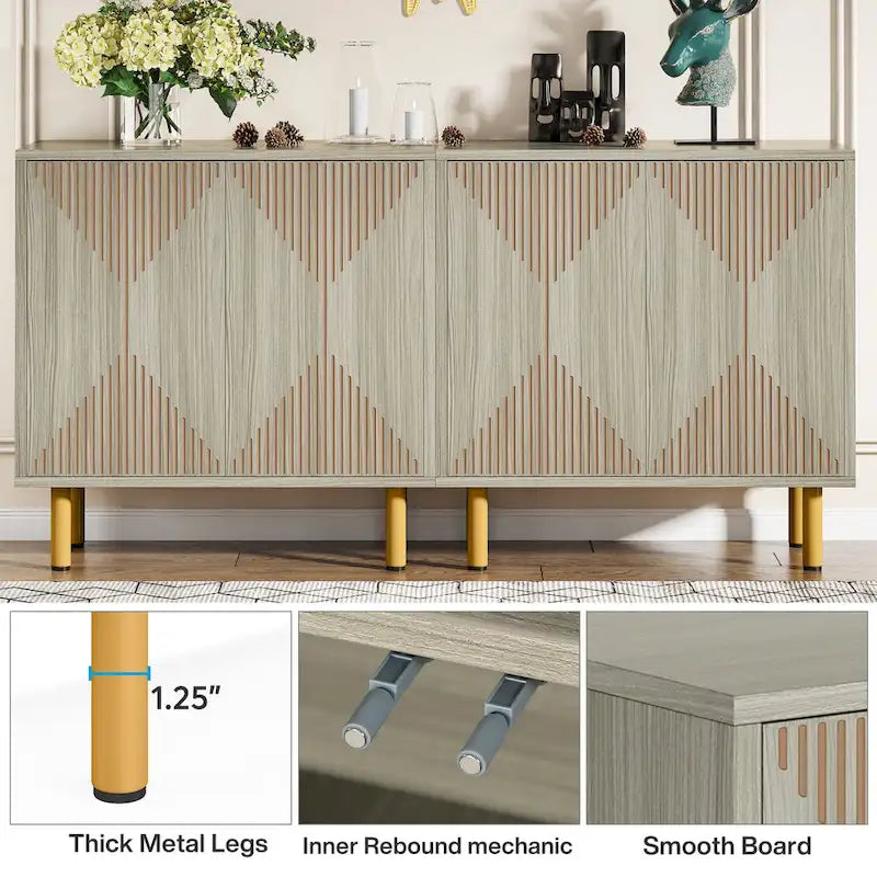 Buffet de rangement blanc de 58 pouces