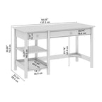 Bureau informatique moderne de 54 po style ferme avec étagères – 1 personne, Gris/Blanc ou Noir/Pin