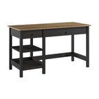 Bureau informatique moderne de 54 po style ferme avec étagères – 1 personne, Gris/Blanc ou Noir/Pin