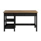 Bureau informatique moderne de 54 po style ferme avec étagères – 1 personne, Gris/Blanc ou Noir/Pin