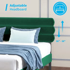 Meubles de chambre à coucher rembourrés en tissu, cadre de lit tapissé avec tête de lit capitonnée en velours