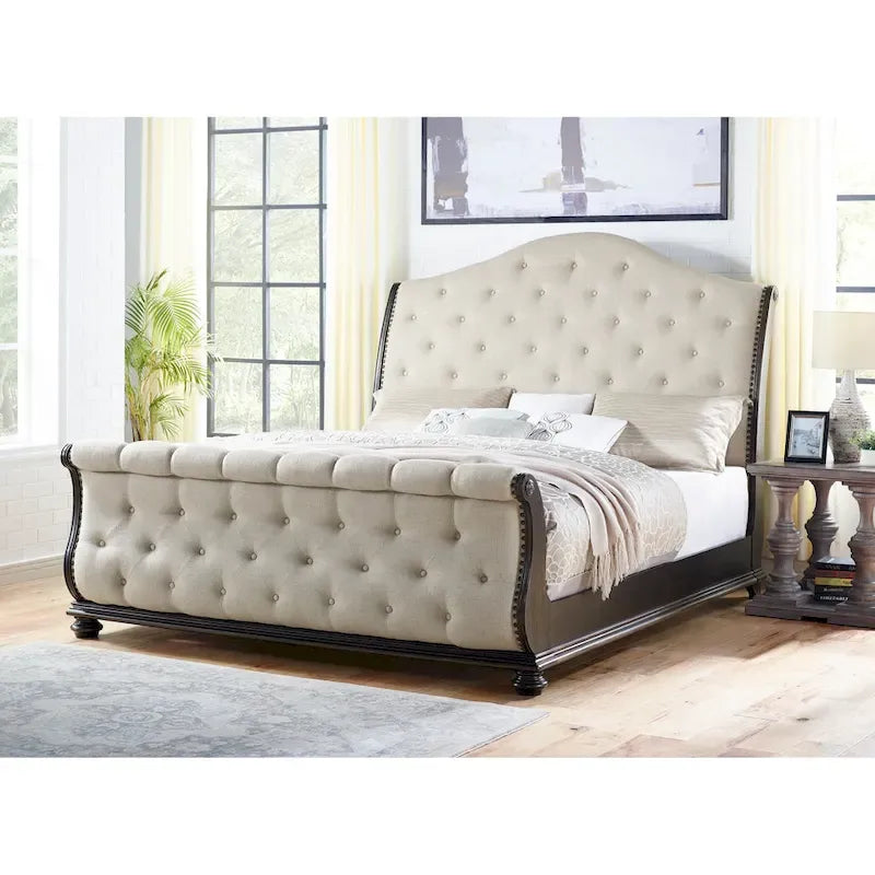  Raymond Rich Molasses Upholstered Sleigh Bed