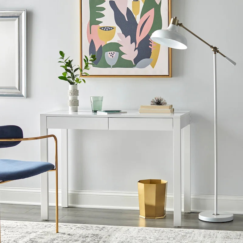 Bureau moderne multicolore avec 2 tiroirs, pour une personne