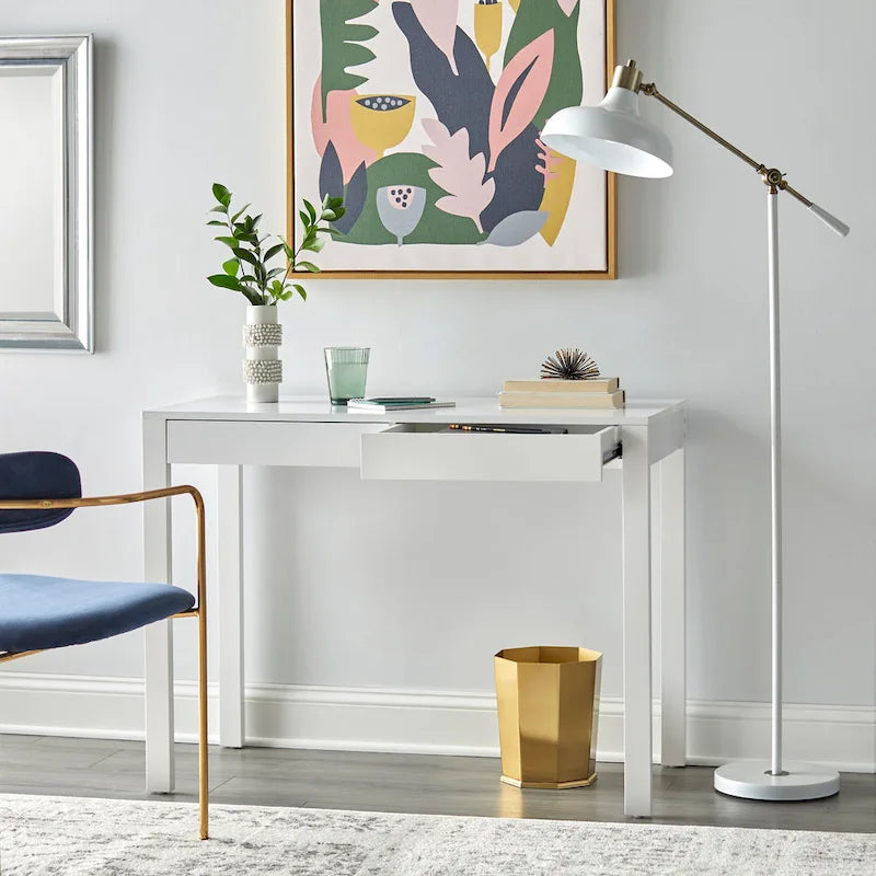Bureau moderne multicolore avec 2 tiroirs, pour une personne
