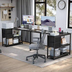 Bureau d'ordinateur en forme de L avec station de charge, bureau d'angle réversible pour PC avec tiroir