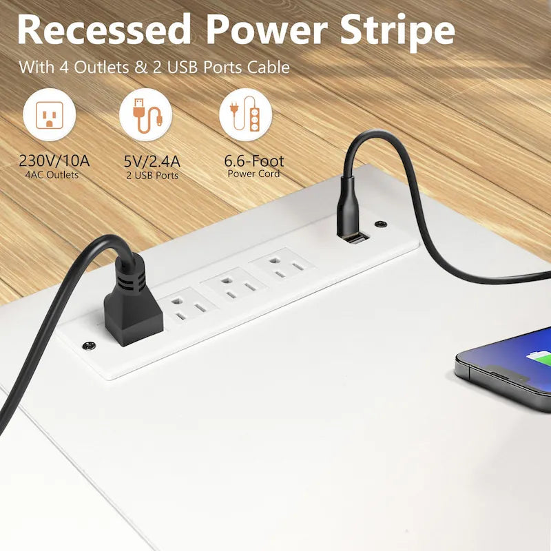 Bureau d'ordinateur en forme de L avec station de charge, bureau d'angle réversible pour PC avec tiroir