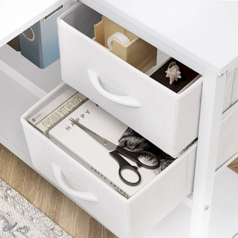 Bureau d'ordinateur en forme de L avec station de charge, bureau d'angle réversible pour PC avec tiroir
