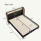 Lit plateforme Queen en bois de rotin