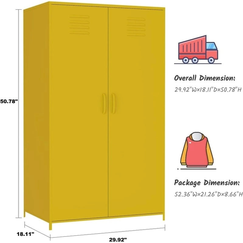 Armoire de Rangement en Métal à Deux Portes avec Tringle et Étagères pour Chambre à Coucher, École, Salle de Classe