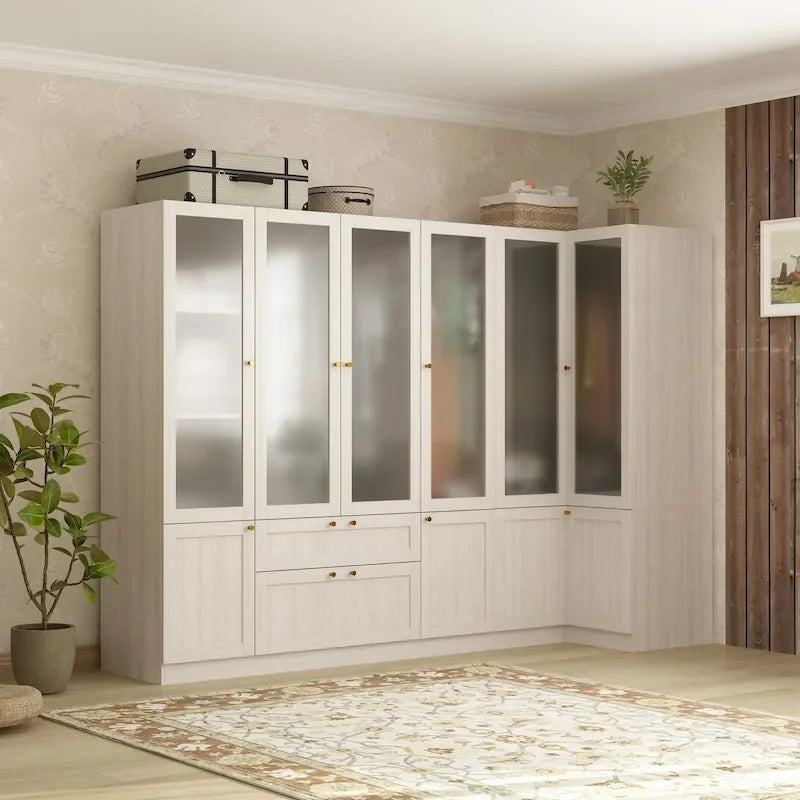 Armoire Modulable Moderne à Portes en Verre : Solution de Rangement pour Placard