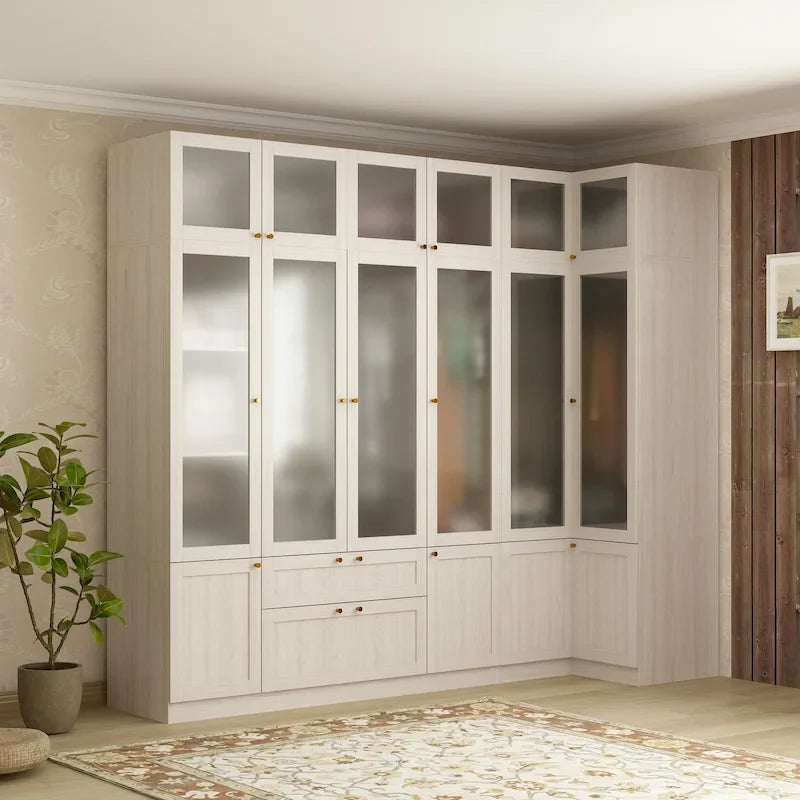 Armoire Modulable Moderne à Portes en Verre : Solution de Rangement pour Placard