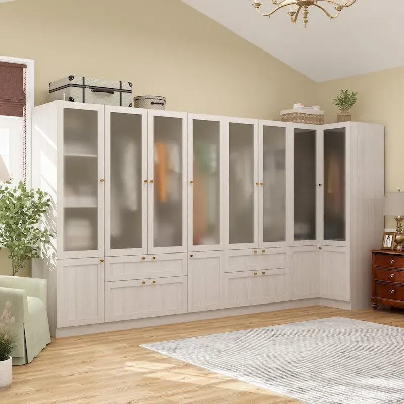 Armoire Modulable Moderne à Portes en Verre : Solution de Rangement pour Placard