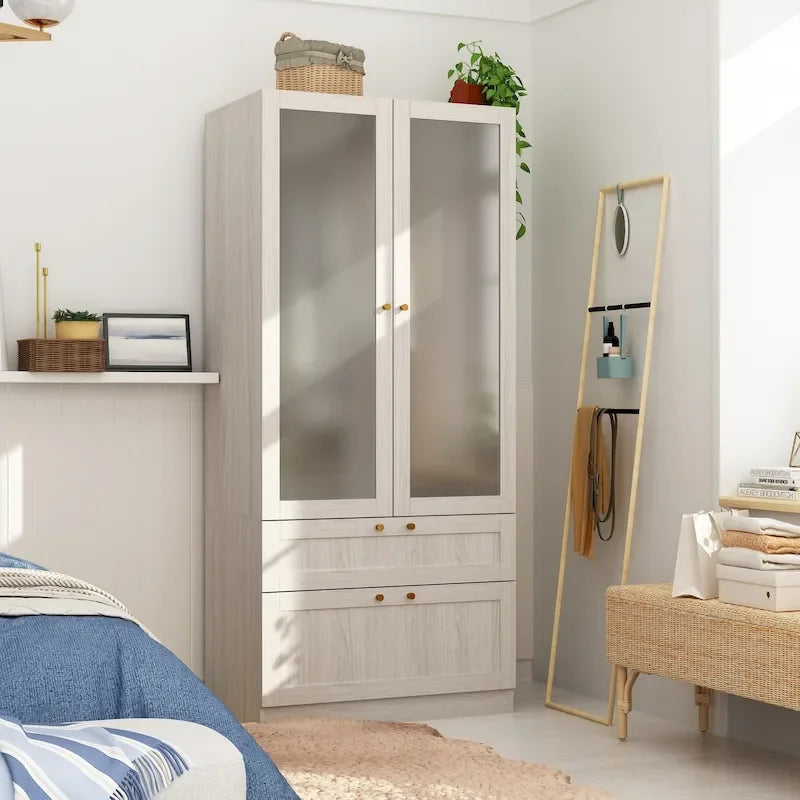 Armoire Modulable Moderne à Portes en Verre : Solution de Rangement pour Placard