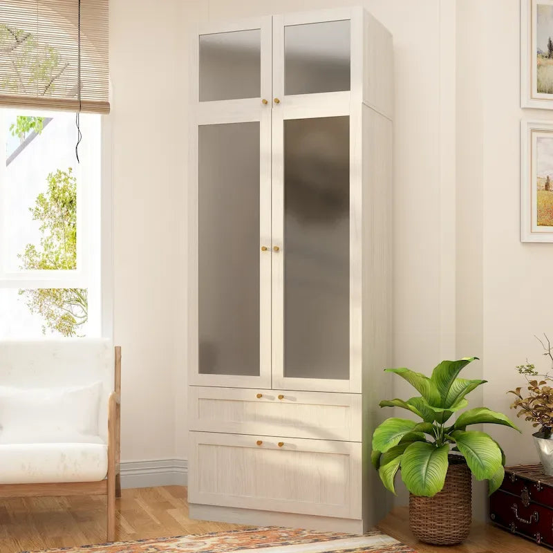 Armoire Modulable Moderne à Portes en Verre : Solution de Rangement pour Placard