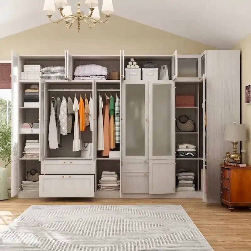 Armoire Modulable Moderne à Portes en Verre : Solution de Rangement pour Placard