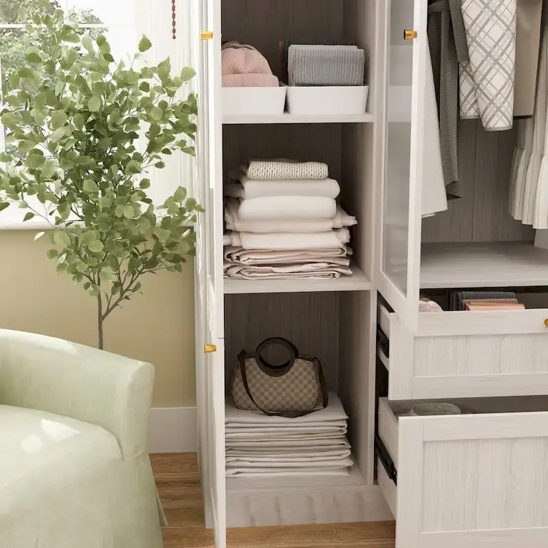 Armoire Modulable Moderne à Portes en Verre : Solution de Rangement pour Placard