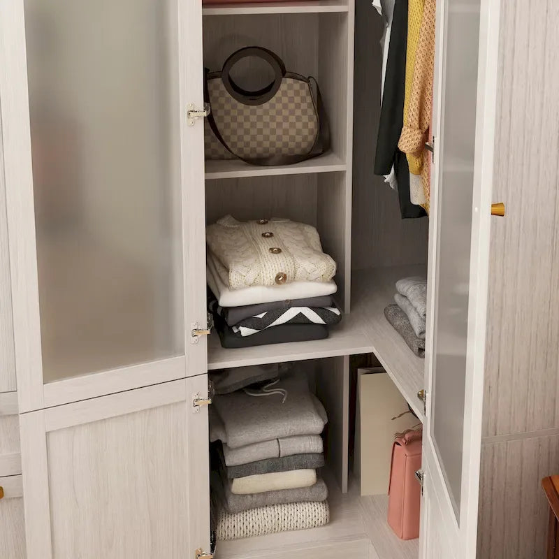 Armoire Modulable Moderne à Portes en Verre : Solution de Rangement pour Placard