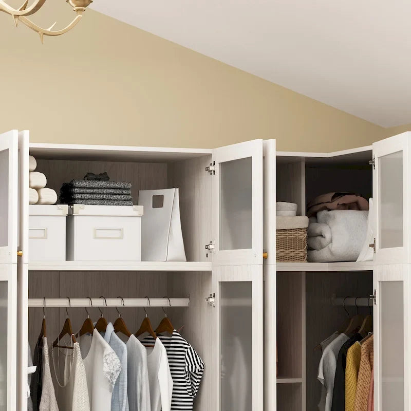 Armoire Modulable Moderne à Portes en Verre : Solution de Rangement pour Placard