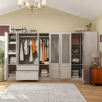 Armoire Modulable Moderne à Portes en Verre : Solution de Rangement pour Placard