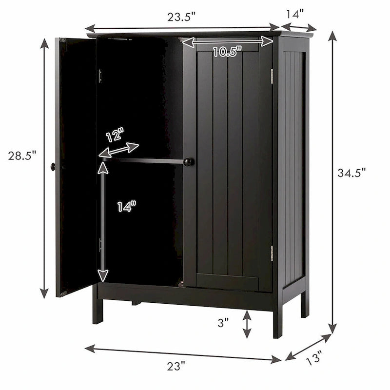 Meuble de rangement de salle de bain à double porte Meuble à chaussures en bois sur pied