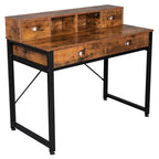 Bureau d'ordinateur 4 tiroirs en panneau de particules avec cadre en acier noir