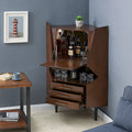  Haramsoya Dark Tobacco Geometric Corner Bar Cabinet