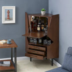  Haramsoya Dark Tobacco Geometric Corner Bar Cabinet