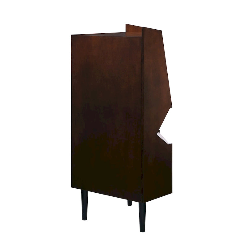Meuble Bar d'Angle Géométrique en Tabac Foncé