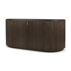Bahut cannelé en bois massif brun foncé – 72,0L x 18,5P x 32,0H