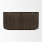 Bahut cannelé en bois massif brun foncé – 72,0L x 18,5P x 32,0H