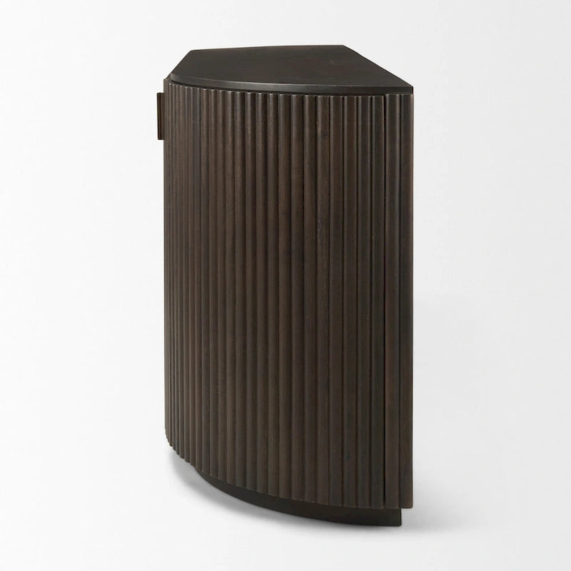 Bahut cannelé en bois massif brun foncé – 72,0L x 18,5P x 32,0H
