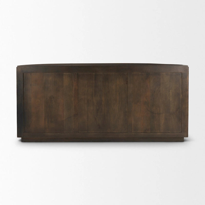 Bahut cannelé en bois massif brun foncé – 72,0L x 18,5P x 32,0H