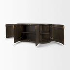 Bahut cannelé en bois massif brun foncé – 72,0L x 18,5P x 32,0H