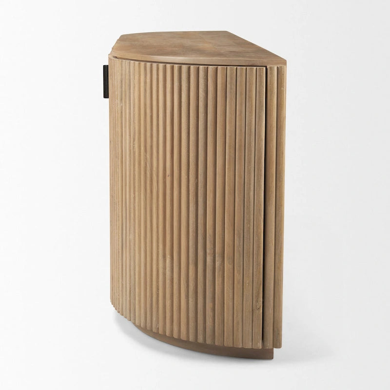 Bahut cannelé en bois massif brun foncé – 72,0L x 18,5P x 32,0H