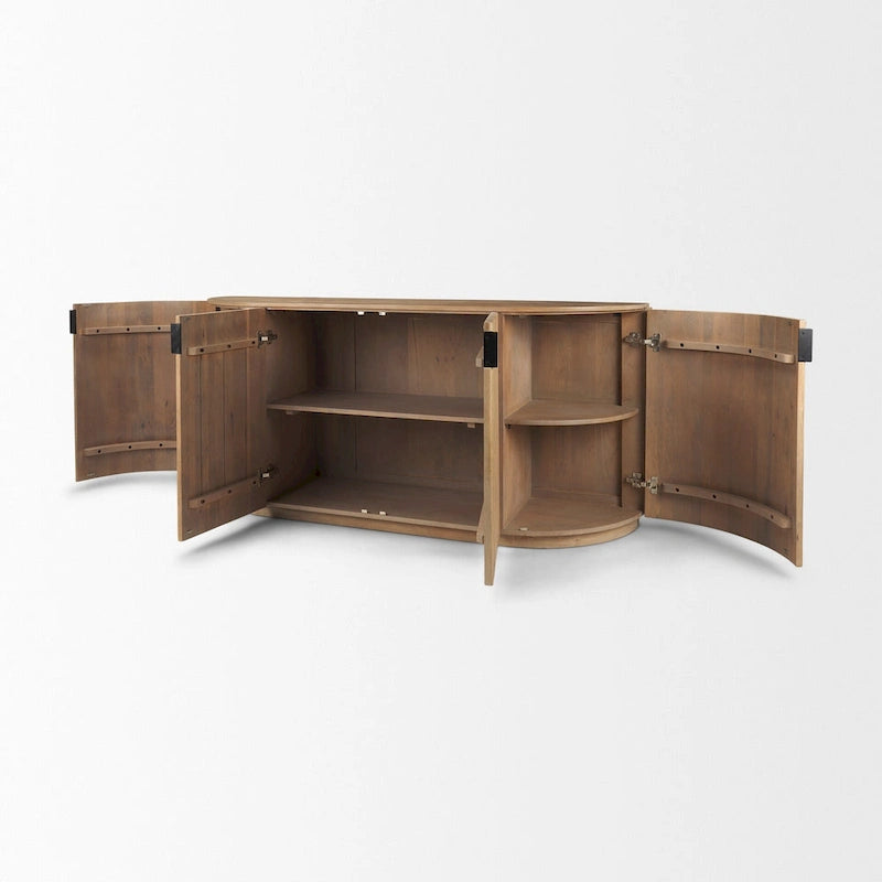 Bahut cannelé en bois massif brun foncé – 72,0L x 18,5P x 32,0H