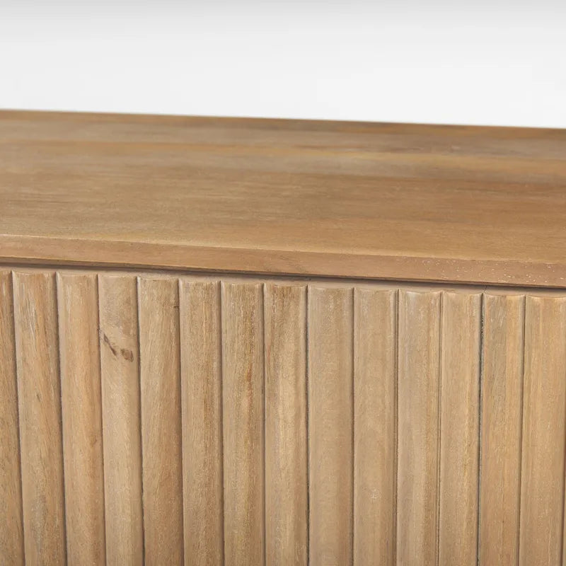 Bahut cannelé en bois massif brun foncé – 72,0L x 18,5P x 32,0H