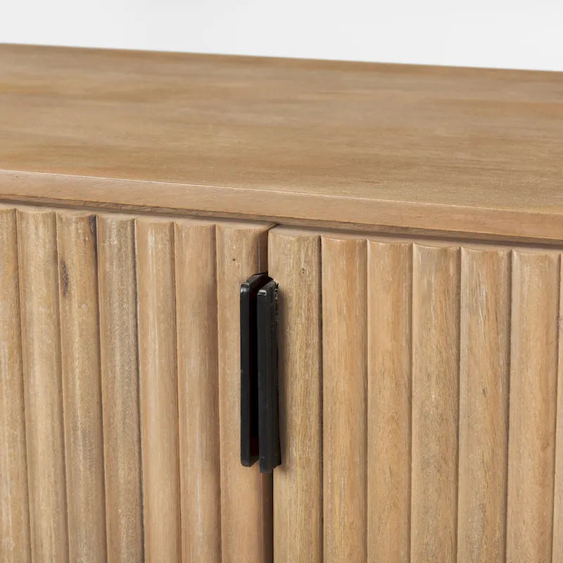 Bahut cannelé en bois massif brun foncé – 72,0L x 18,5P x 32,0H