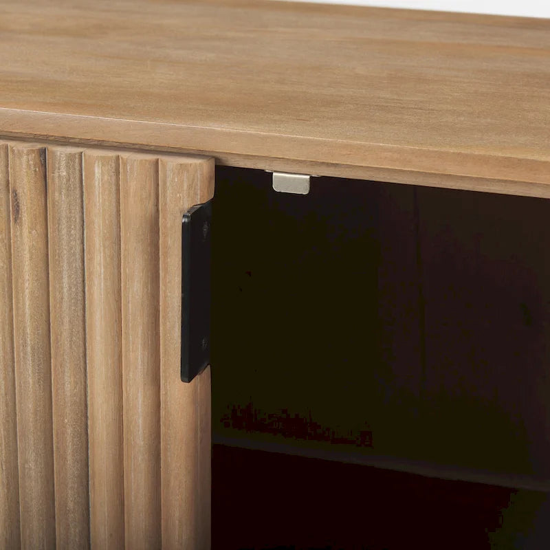 Bahut cannelé en bois massif brun foncé – 72,0L x 18,5P x 32,0H
