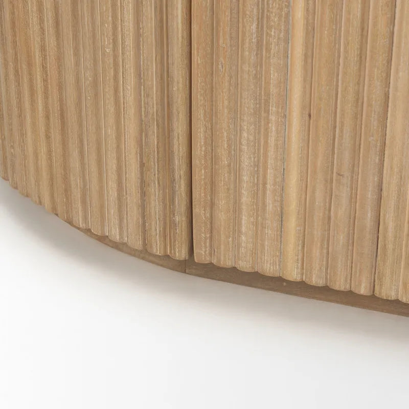 Bahut cannelé en bois massif brun foncé – 72,0L x 18,5P x 32,0H