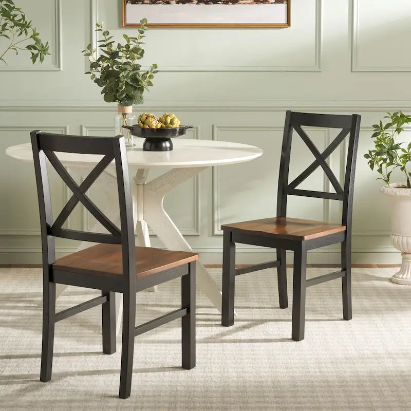 Chaise de salle à manger blanc/naturel - 17,5 L x 19,5 P x 37 H