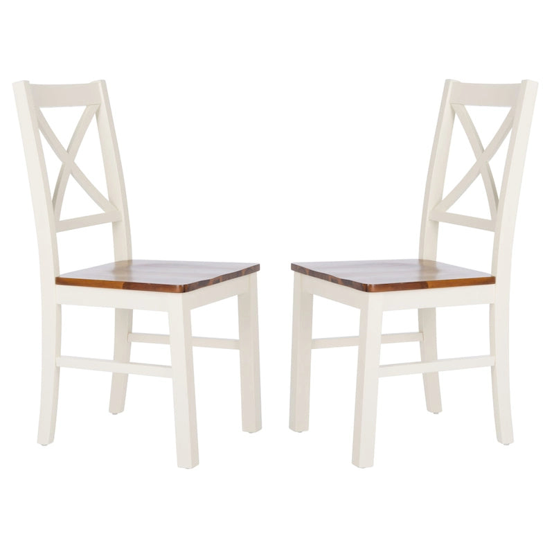 Chaise de salle à manger blanc/naturel - 17,5 L x 19,5 P x 37 H
