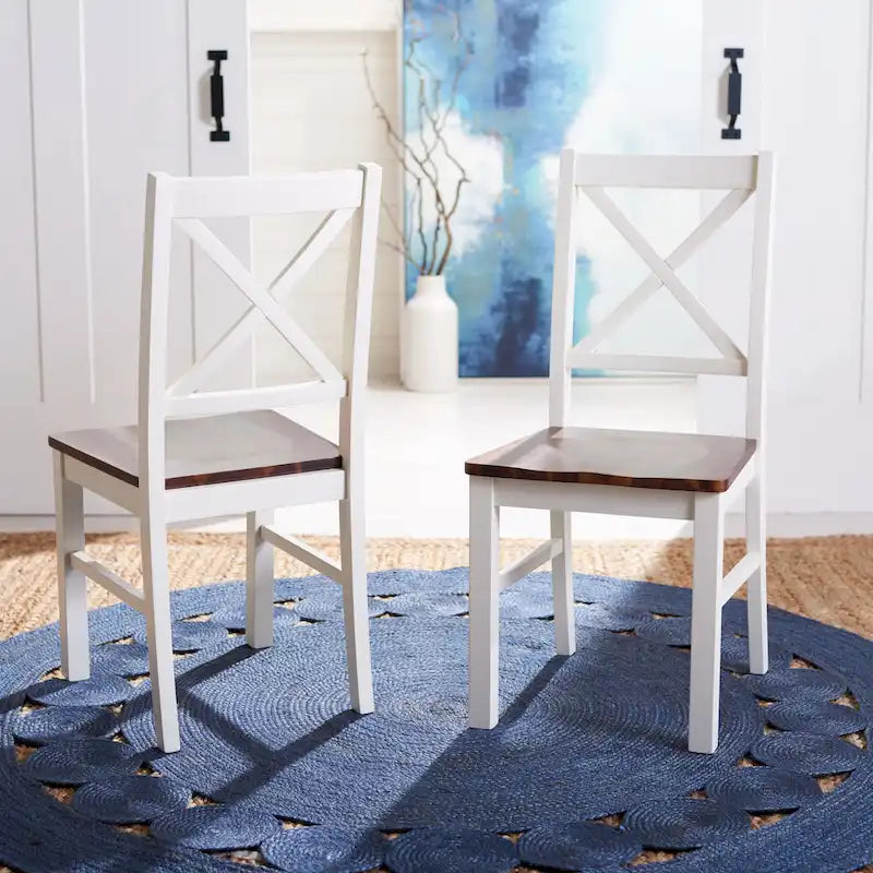 Chaise de salle à manger blanc/naturel - 17,5 L x 19,5 P x 37 H