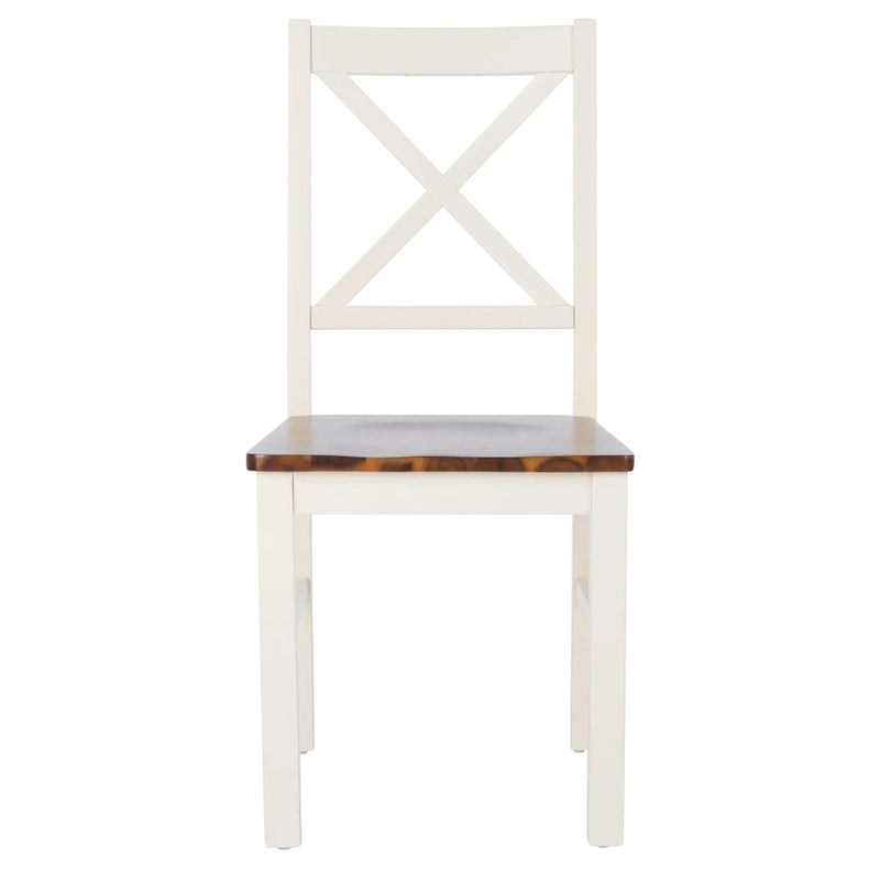 Chaise de salle à manger blanc/naturel - 17,5 L x 19,5 P x 37 H