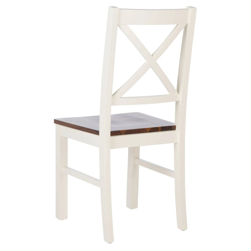 Chaise de salle à manger blanc/naturel - 17,5 L x 19,5 P x 37 H