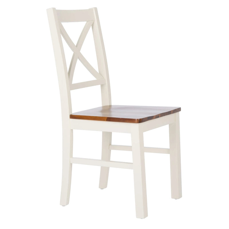 Chaise de salle à manger blanc/naturel - 17,5 L x 19,5 P x 37 H