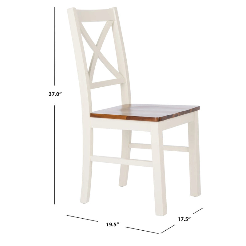 Chaise de salle à manger blanc/naturel - 17,5 L x 19,5 P x 37 H