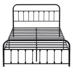 Cadre de lit en métal noir avec tête et pied de lit vintage, aucun sommier tapissier requis, support de lattes en acier stable de qualité supérieure, noir