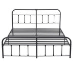Cadre de lit en métal noir avec tête et pied de lit vintage, aucun sommier tapissier requis, support de lattes en acier stable de qualité supérieure, noir