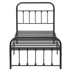 Cadre de lit en métal noir avec tête et pied de lit vintage, aucun sommier tapissier requis, support de lattes en acier stable de qualité supérieure, noir